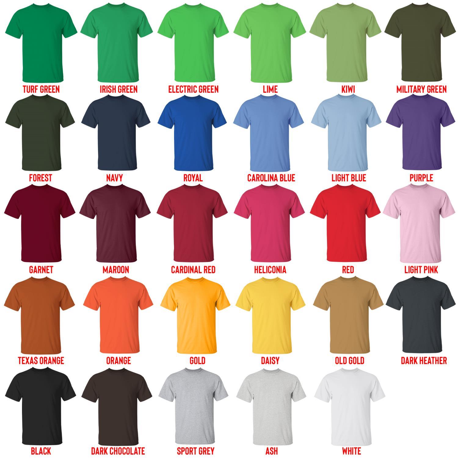 t shirt color chart - Pug Shop UK
