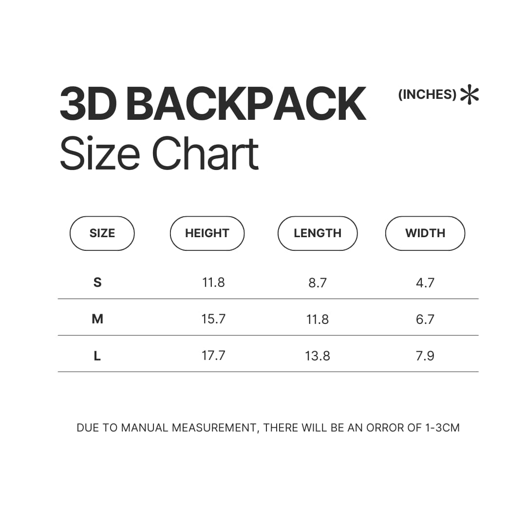 3D Backpack Size Chart - Pug Shop UK