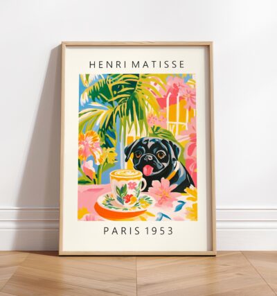 Black Pug Coffee Style Wall Art