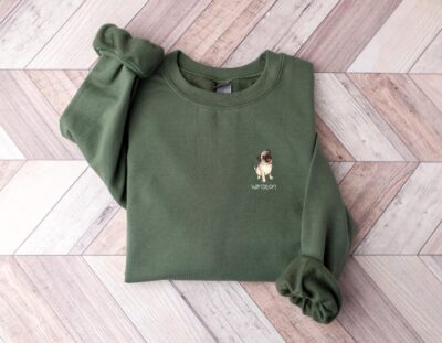 Pug Mom Crewneck Embroidered Sweatshirt
