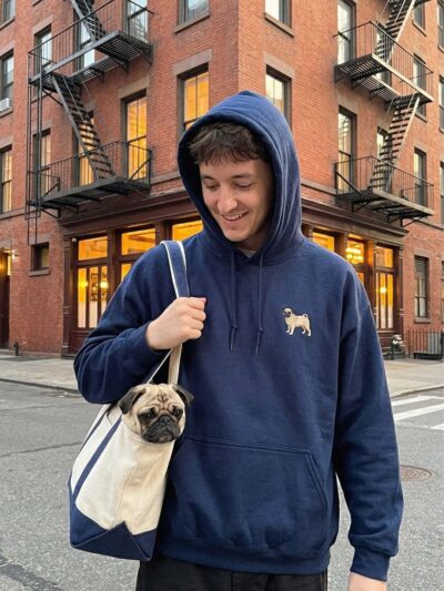 Pug Mops Pullover Embroidered Hoodie