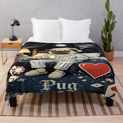 Pug Classic Illustration Throw Blanket