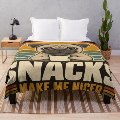 Pug Retro Design Throw Blanket