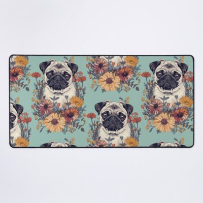 Pug Vintage Illustration Mouse Pad