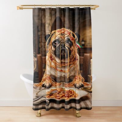 Pug Iconic Illustration Shower Curtain