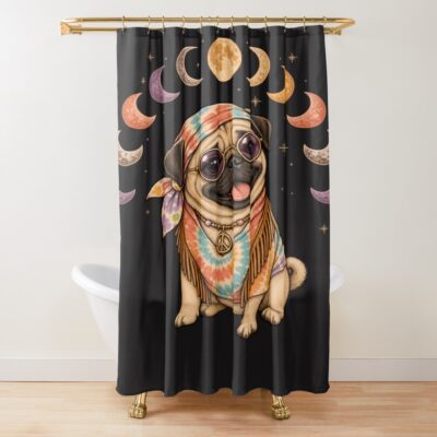 Pug Vintage Illustration Shower Curtain