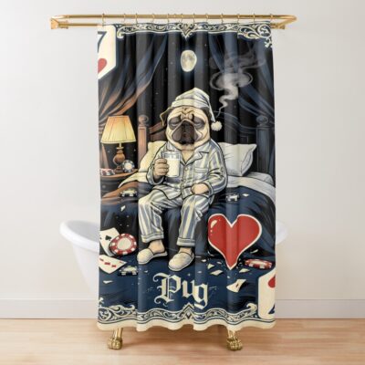 Pug Classic Illustration Shower Curtain