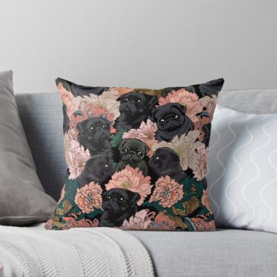 Pug Timeless Illustration Throw Pillow
