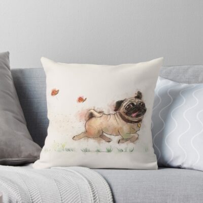 Pug Exclusive Artwork Throw Pillow