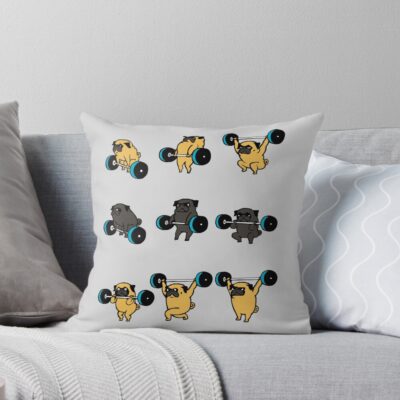 Pug Graphic Illustration Throw Pillow
